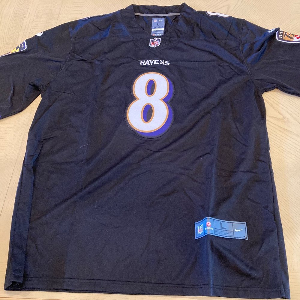 Lamar Jackson Baltimore Ravens Black Jersey All Sewn Size L NWOT